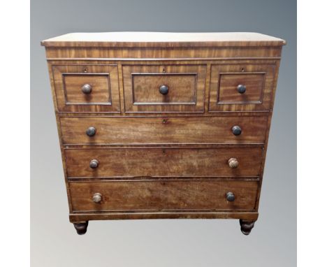 A Victorian six drawer Scotch chest, width 123 cm