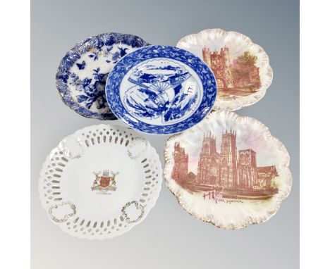 A group of Victorian and later plates, Royal Worcester Bicentennial jug 