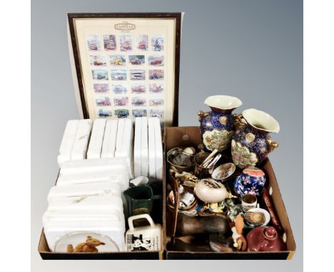 Two boxes of Compton &amp; Woodhouse collector's plates, three ceramic jugs bearing brewery advertising, pair of decorative v