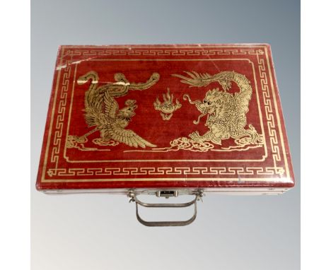 A Mahjong set in wooden case 