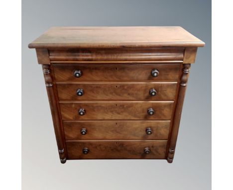 A Victorian mahogany five drawer Scotch chest, width 126 cm 