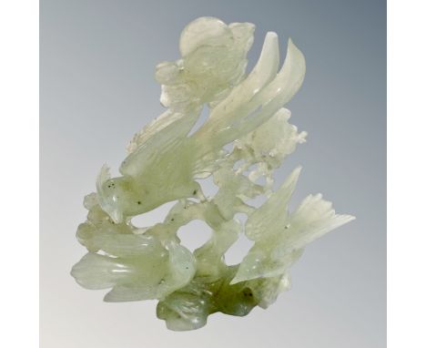 A Chinese jade figure, of birds 