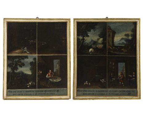 Italian School, early 18th century 'Voi Che State A Osservar Questo Quadrato Dite Chi Di Costoro E' In Meglio Stato';'Voi Che