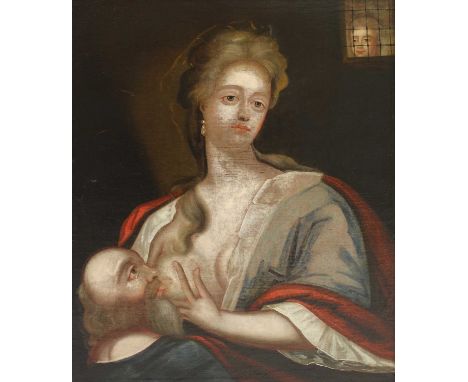 Follower of Sir Godfrey Kneller 'Caritas Romana' (Christian Charity)oil on canvas81 x 66cmCondition ReportOverall: 89 x 76.5c