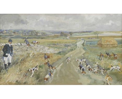 ▲ Michael Lyne (1912-1989) 'Master and Hounds of the United Cotswold Beagles', 1939signed 'Michael Lyne' l.r., watercolour an