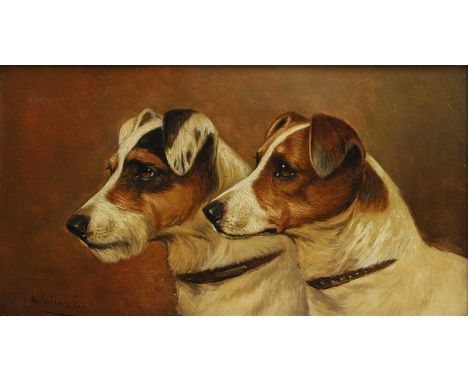 Alfred Wheeler (1851-1932) Two Jack Russell terrierssigned 'J. A. WHeeler' l.l., oil on panel16 x 29cmCondition ReportOverall