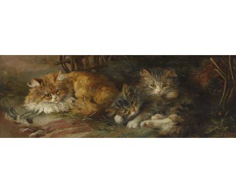 G... Cox (late 19th/early 20th century) A group of kittenssigned 'G Cox' l.r., oil on canvas23 x 61cmCondition ReportOverall:
