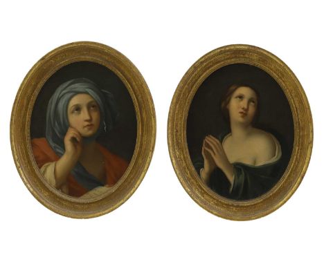After Guido Reni Mary Magdalene in prayer;A Sybil a pair, oil on board, oval22 x 17.5cm (2)Provenance: inscribed 'Galleria Me