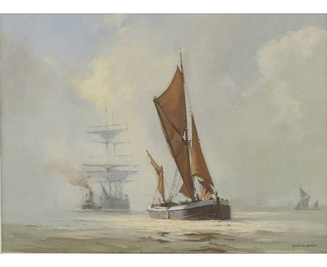 ▲ George Shaw (1929-1989) A fishing boat, a tug and sailing vessel in the distancesigned 'GEORGE SHAW' l.r., oil on canvas30 