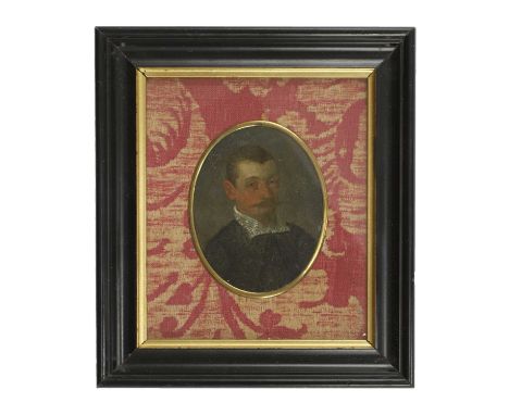 North Italian School, 17th century Portrait of a young man, half-length, in a black doubletoil on copper, oval11.7 x 9.3cm, f