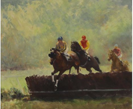 ▲ John Rattenbury Skeaping RA (1901-1980)  'Taking the Fence' signed and dated 'JOHN SKEAPING 70' l.r., oil on canvas 70 x 90