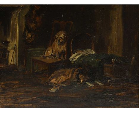 Robert Alexander RSA RSW (1840-1923) 'Drowsy Cronies'signed and dated 'R ALEXANDER 1892' l.r., oil on panel19 x 26cmThis work