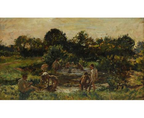 William Mark Fisher RA (American-British, 1841-1923) 'Bathers'oil on canvas 30 x 50cmProvenance: Sotheby's, London, 1 October