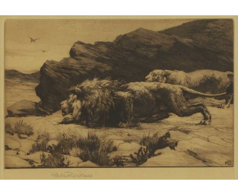 Herbert Thomas Dicksee RE (1862-1942) 'Marauders'etching, signed 'Herbert Dicksee' in pencil l.l., signed with initials in th