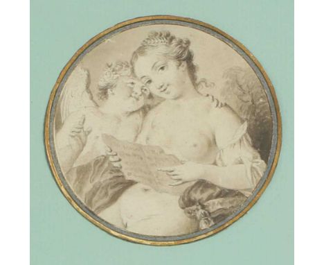 Karl Gustav Klingstedt (Swedish, 1657-1734) Venus and Cupidpen and ink and brown wash, circular7.2cm diameterCondition Report