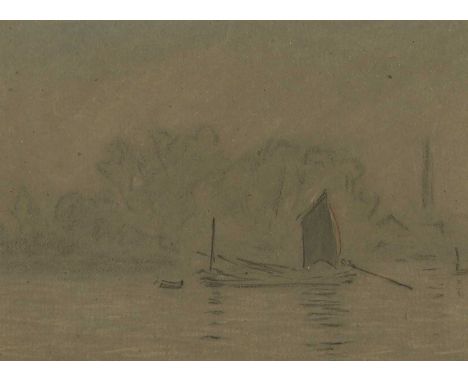 Attributed to James Abbot McNeill Whistler RBA (American, 1834-1903) A Thames barge, c.1870pastel 13.5 x 18cmProvenance: Said