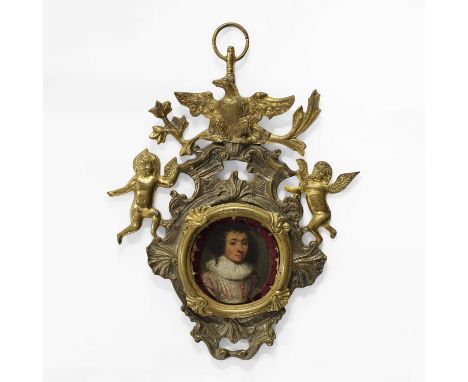 Circle of Gonzales  Coques (Flemish, c.1614-1684) Portrait of a young gentleman, bust-length, in a striped doublet with a lac