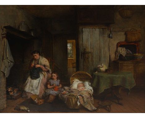 George Smith (1829-1901) A family in a cottage interior signed and dated 'George Smith/1867' l.l., oil on panel36 x 47cmCondi