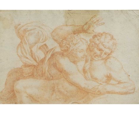 North Italian School, 17th century A female figure restraining her loverred chalk14 x 19.5cmCondition ReportOverall: 42 x 45c