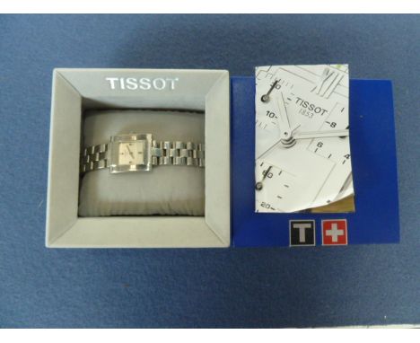 A Tissot ladies wrist watch, water resistant 30M, saphire crystal, stainless steel, with original paperwork, boxed