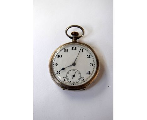 An early 20th Century silver cased open faced keyless Pocket Watch, Artox the Swiss 15 jewel movement to a Arabic enamel dial