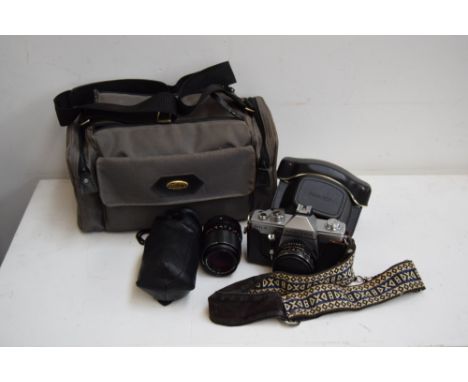 Praktica MTL 3 with Tessar 2.8/50 Carl Zeiss Jena DDR Lens wit6h carry case and strap, Super Paragon 2 x Tele Converter and c