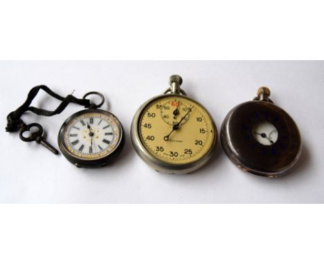 A Victorian silver half hunter pocket watch, hallmarked London 1878, with white enamel dial, black Roman numerals and subsidi