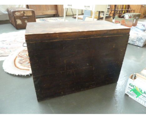 A painted pine ammunition box with metal handles 72 x 37 x 50cm
