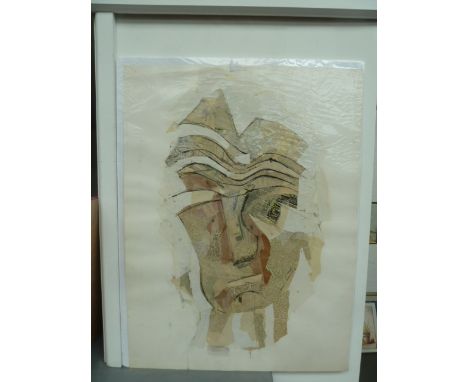 John Edwards, A study of an abstract face, mixed media and pen and ink on paper, signed and dated '64, 74 x 57cm