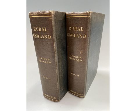 H. RIDER HAGGARD. 'Rural England.' Two voumes, original cloth, spine ends rubbed, watermarks to edges of front leaves, inscri