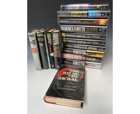 FREDERICK FORSYTH. 'The Day of the Jackal.' Reprinted before publication, original cloth, unlipped dj, tear to dj folds, wate