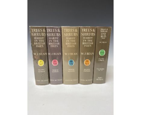 W. J. BEAN. 'Trees &amp; Shrubs: Hardy in the British Isles.' Eight edition, four vol set with supplement, original cloth, vo