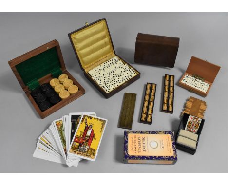 A Collection of Various Vintage and Later Games, Cribbage Board, Tarot Cards Etc 