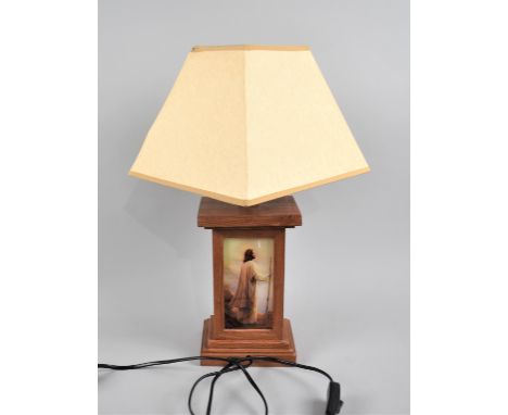 A Modern Religious Motif Table Lamp with Picture of Seated Jesus 