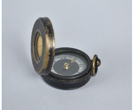 A Vintage Brass Cased Pocket Compass, The Mangnapole, 5cms Diameter 