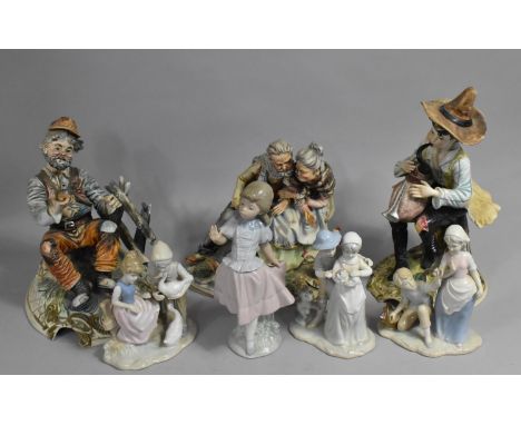 A Collection of Continental Figural Ornaments to Include Capodimonte, Spanish Figures, Nao etc 