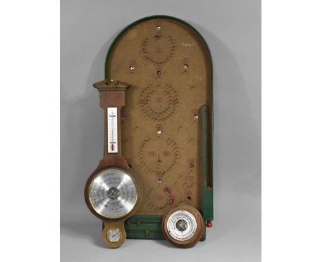 Two Wall Barometers together with a Vintage Bagatelle Board 