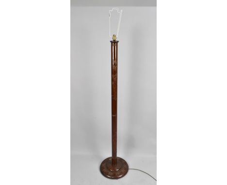 A Modern Chinoiserie Standard Lamp with Carved Decorated 