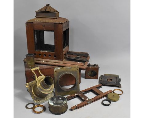 A Collection of Various Magic Lantern Parts, Body, Lenses, Box, Varying Condition Issues Etc 