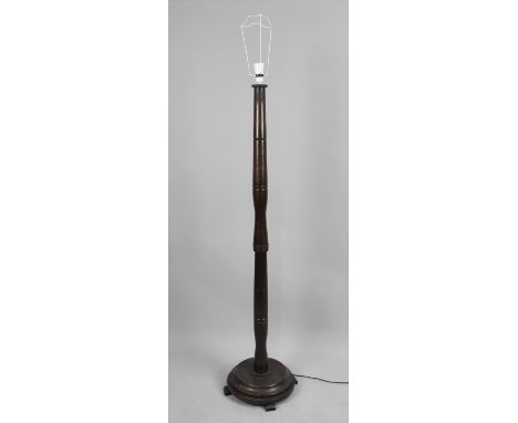 A Turned Oak Standard Lamp 