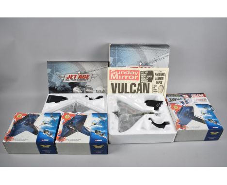 Three Corgi Aviation Archive Battle of Britain Aeroplanes and Two Jetage Military Aircraft, All in Boxes 