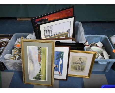 A Collection of Pictures, Prints, Cricketing Print "Gullivers Tour Among Lilliputians", Limited Edition "On the Attack" by Te