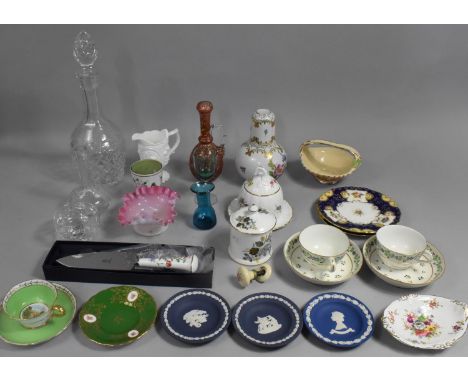 A Collection of Ceramics and Glassware to Comprise Old English Grosvenor China Cabinet cup and Saucer, 19th Century Royal Cro