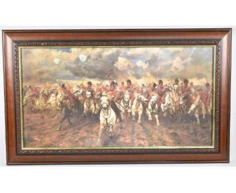 A Mahogany Framed Print, Charge of the Light Brigade, 66x35cm 