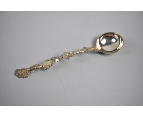 A Continental Silver Ladle with Vine Leaf Handle, 16cm Long 