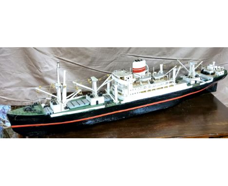 A well executed scratchbuilt to-scale model of a fisherman's trawler/ ship, papier mache and wood, 115cm in length 