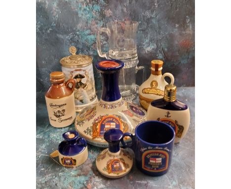 British Navy Pussers Rum, a Wade Lord Nelson decanter, 1 litre, 54.5%;&nbsp; &nbsp;National Maritime Museum Royal Worcester 5