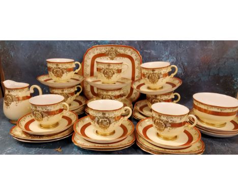 A Chinese Meito porcelain tea service, for twelve, printed marks 