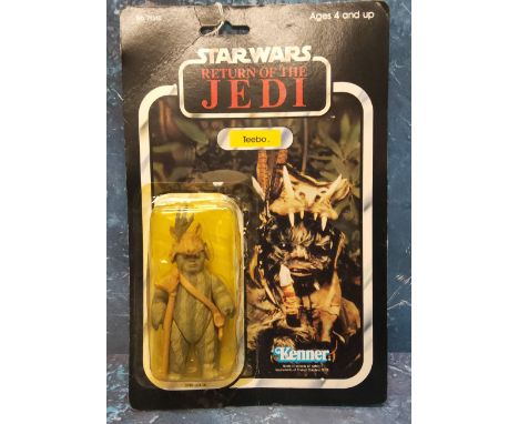 Kenner Star Wars Return of The Jedi Teebo Vintage Original Carded Figure, 3 ¾ inches mint, factory sealed bubble (yellowed) p