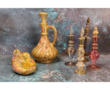 A Millefiori glass duck,&nbsp;&nbsp;18cm wide;&nbsp; scent phials;&nbsp; scent decanter;&nbsp; etc 